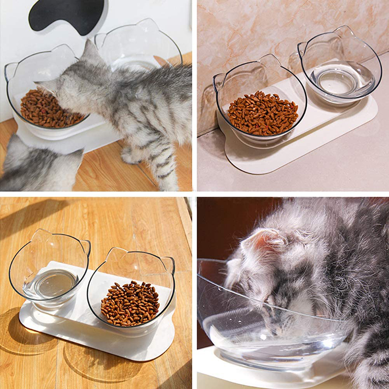 Pet Cat Bowl Dog Food Bowl with Stand Pet Bowl with Inclination Stand Cats Feeder Supplies Puppy Cat Food Bowl with Protection · v2